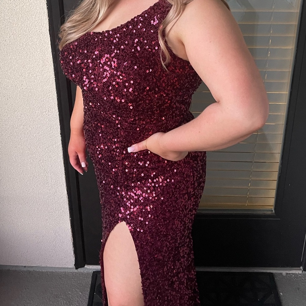 Red Sparkly Floor Length Dress